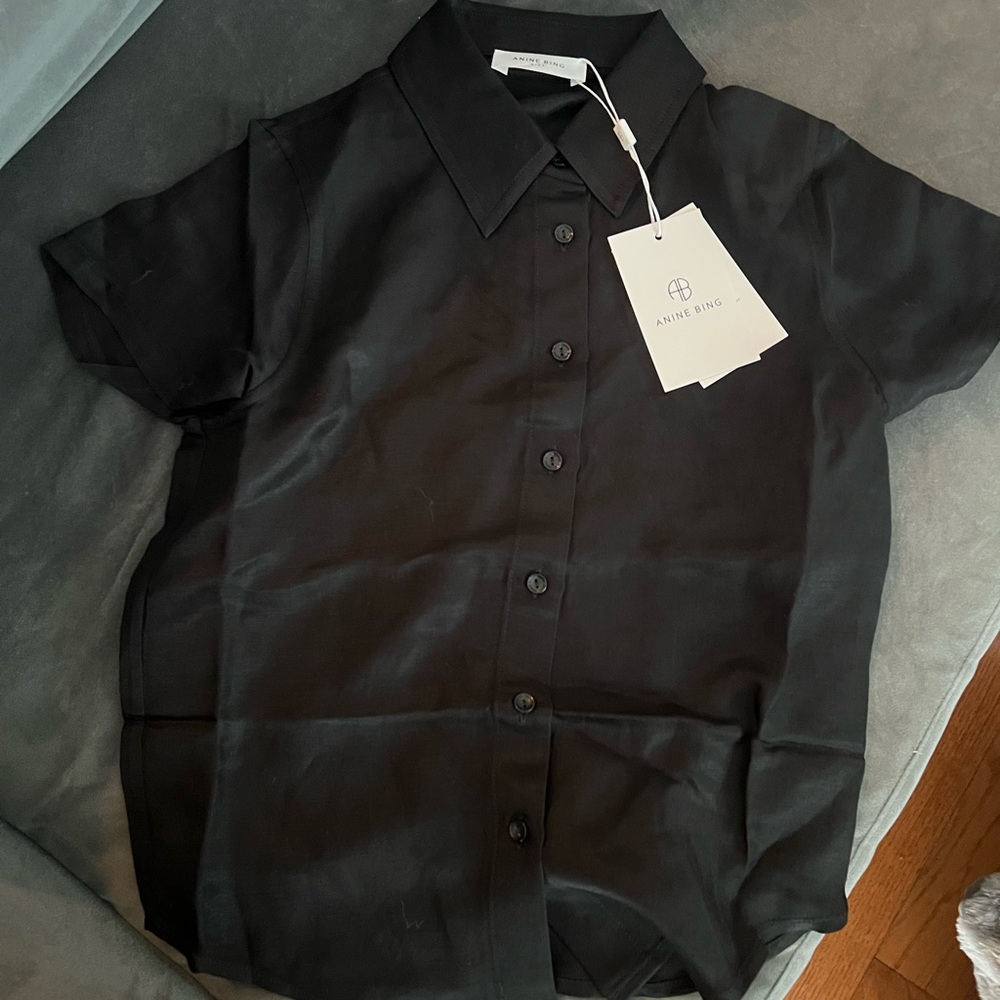 Anine Bing Little Girls Black Button Down Shirt Size 6 to 8
